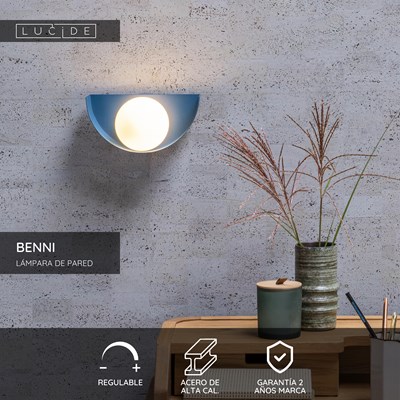 Lucide BENNI - Lámpara de pared - 1xG9 - Azul